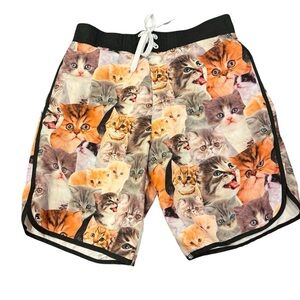 Whimsical Men's Kitten Print Board Shorts sz M